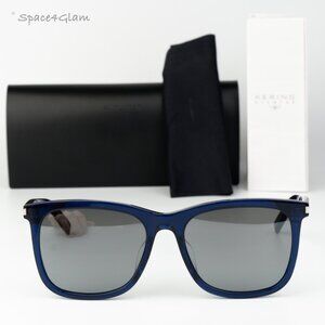 Saint Laurent Men Sunglasses Blue Silver Square SL116K 003 NEW AUTHENTIC